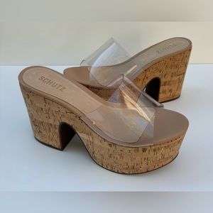 Schutz Dalle Vinyl Cutout Sandal Wedge Shoes